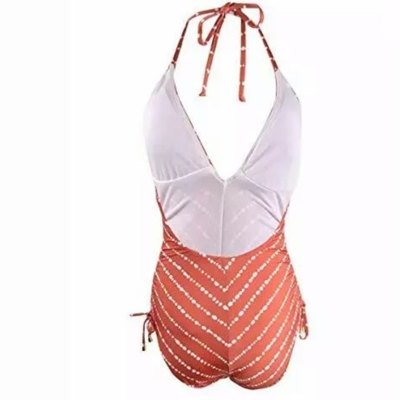 Bar III Dotted Stripe Plunging One Piece Swimsuit - Picture 8 of 11